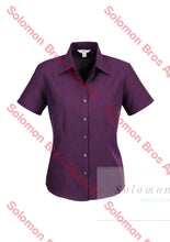 Load image into Gallery viewer, Haven Ladies Short Sleeve Blouse Grape - Solomon Brothers Apparel