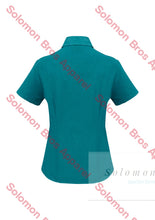 Load image into Gallery viewer, Haven Ladies Short Sleeve Blouse Teal - Solomon Brothers Apparel