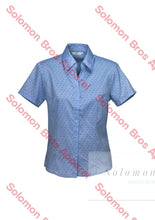 Load image into Gallery viewer, Haven Ladies Short Sleeve Print Blouse Mid Blue - Solomon Brothers Apparel