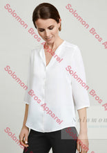Load image into Gallery viewer, Laura Ladies 3/4 Sleeve Longline Blouse - Solomon Brothers Apparel
