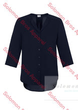 Load image into Gallery viewer, Laura Ladies 3/4 Sleeve Longline Blouse Ink / 6 Corporate Shirt