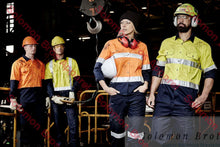 Load image into Gallery viewer, Womens Hi Vis Spliced Industrial L/S Hoop Taped Shirt - Solomon Brothers Apparel