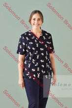Load image into Gallery viewer, Womens Printed Scrub Top - Solomon Brothers Apparel