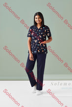 Load image into Gallery viewer, Womens Printed Scrub Top - Solomon Brothers Apparel