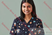 Load image into Gallery viewer, Womens Printed Scrub Top - Solomon Brothers Apparel