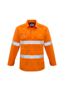 Mens Hi Vis Closed Front Hoop Taped Red Flame Metatech Shirt - Solomon Brothers Apparel