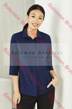 Load image into Gallery viewer, Easy Stretch Ladies 3/4 Sleeve Blouse Plain - Solomon Brothers Apparel