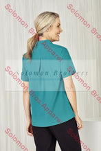 Load image into Gallery viewer, Easy Stretch Ladies Short Sleeve Blouse Plain - Solomon Brothers Apparel