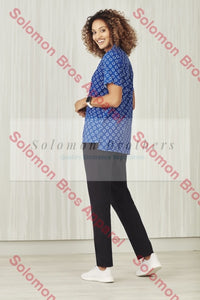 Easy Stretch Ladies Short Sleeve Tunic Daisy Print - Solomon Brothers Apparel