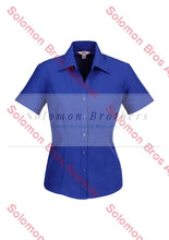 Load image into Gallery viewer, Haven Ladies Short Sleeve Blouse Electric Blue - Solomon Brothers Apparel

