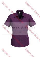 Load image into Gallery viewer, Haven Ladies Short Sleeve Blouse Grape - Solomon Brothers Apparel
