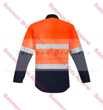 Load image into Gallery viewer, Mens Hi Vis HRC 2 Closed Front Hoop Taped Orange Flame Spliced Shirt - Solomon Brothers Apparel