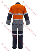 Load image into Gallery viewer, Mens Hi Vis HRC 2 Hoop Taped Orange Flame Spliced Overall - Solomon Brothers Apparel