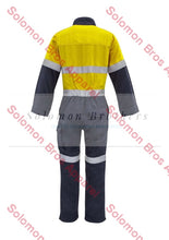 Load image into Gallery viewer, Mens Hi Vis HRC 2 Hoop Taped Orange Flame Spliced Overall - Solomon Brothers Apparel