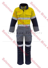 Load image into Gallery viewer, Mens Hi Vis HRC 2 Hoop Taped Orange Flame Spliced Overall - Solomon Brothers Apparel