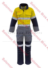 Load image into Gallery viewer, Mens Hi Vis HRC 2 Hoop Taped Orange Flame Spliced Overall - Solomon Brothers Apparel
