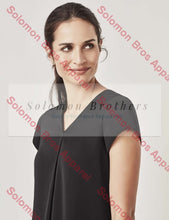 Load image into Gallery viewer, Rainbow Womens V-Neck Pleat Blouse - Solomon Brothers Apparel