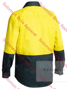 Bisley 2 Tone Closed Front Hi Vis Drill Shirt - Long Sleeve - Solomon Brothers Apparel