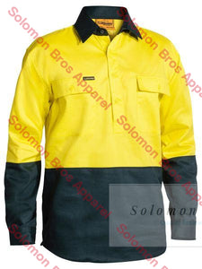 Bisley 2 Tone Closed Front Hi Vis Drill Shirt - Long Sleeve - Solomon Brothers Apparel