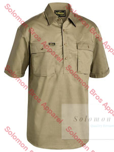Bisley Closed Front Cotton Drill Shirt S/s Khaki / Sm Workwear