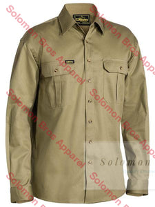 Bisley Original Cotton Drill Shirt L/s Khaki / Sm Workwear