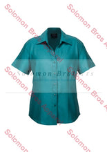 Load image into Gallery viewer, Haven Ladies Short Sleeve Blouse Teal - Solomon Brothers Apparel
