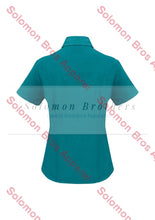 Load image into Gallery viewer, Haven Ladies Short Sleeve Blouse Teal - Solomon Brothers Apparel
