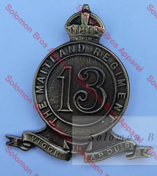 Maitland Regiment 13 Cap Badge Medals