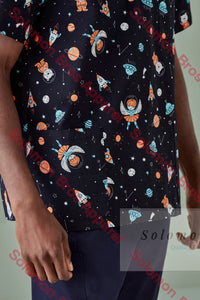 Mens Printed Scrub Top - Solomon Brothers Apparel