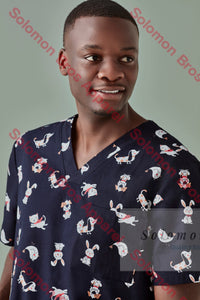 Mens Printed Scrub Top - Solomon Brothers Apparel