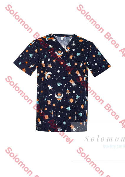 Mens Printed Scrub Top - Solomon Brothers Apparel