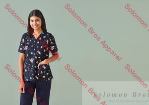 Womens Printed Scrub Top - Solomon Brothers Apparel