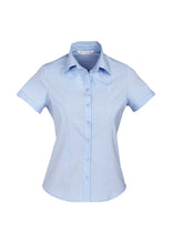 Load image into Gallery viewer, Aspect Ladies Short Sleeve Blouse Blue Stripe - Solomon Brothers Apparel
