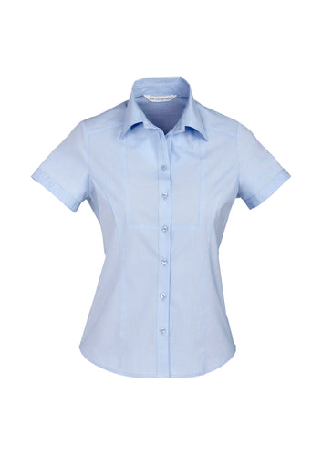 Aspect Ladies Short Sleeve Blouse Blue Stripe - Solomon Brothers Apparel