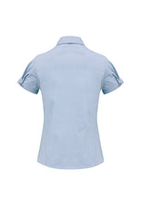 Load image into Gallery viewer, Aspect Ladies Short Sleeve Blouse Blue Stripe - Solomon Brothers Apparel
