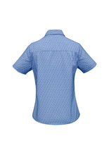 Load image into Gallery viewer, Haven Ladies Short Sleeve Print Blouse Mid Blue - Solomon Brothers Apparel
