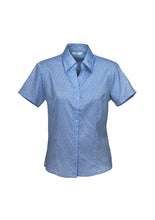 Load image into Gallery viewer, Haven Ladies Short Sleeve Print Blouse Mid Blue - Solomon Brothers Apparel
