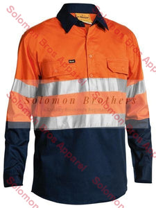 Bisley 2 Tone Hi Vis Cool Lightweight Closed Front Shirt 3M Reflective Tape - Long Sleeve - Solomon Brothers Apparel