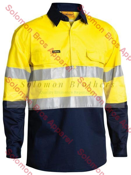 Bisley 2 Tone Hi Vis Cool Lightweight Closed Front Shirt 3M Reflective Tape - Long Sleeve - Solomon Brothers Apparel