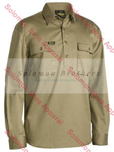 Load image into Gallery viewer, Bisley Closed Front Cotton Drill Shirt L/s Khaki / Xsm Workwear
