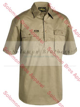 Load image into Gallery viewer, Bisley Closed Front Cotton Drill Shirt S/s Khaki / Sm Workwear

