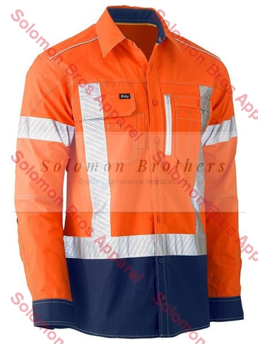 Bisley Flex & Move Two tone Hi Vis Stretch Utility Shirt - Long Sleeve - Solomon Brothers Apparel