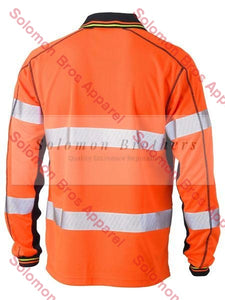 Bisley Taped Two Tone Hi Vis Polyester Mesh Long Sleeve Polo Shirt - Solomon Brothers Apparel