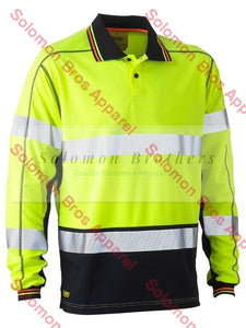 Bisley Taped Two Tone Hi Vis Polyester Mesh Long Sleeve Polo Shirt - Solomon Brothers Apparel