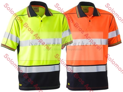 Bisley Taped Two Tone Hi Vis Polyester Mesh Short Sleeve Polo Shirt - Solomon Brothers Apparel