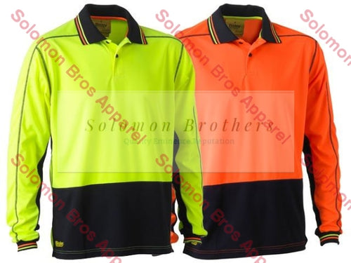 Bisley Two Tone Hi Vis Polyester Mesh Long Sleeve Polo Shirt - Solomon Brothers Apparel