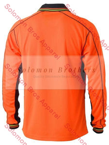 Bisley Two Tone Hi Vis Polyester Mesh Long Sleeve Polo Shirt - Solomon Brothers Apparel