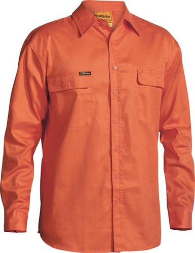 Mens Hi Vis Bisley Drill L/S Shirt - Solomon Brothers Apparel