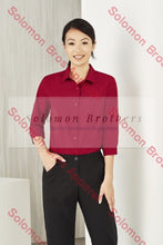 Load image into Gallery viewer, Easy Stretch Ladies 3/4 Sleeve Blouse Plain - Solomon Brothers Apparel
