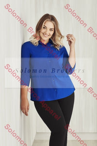 Easy Stretch Ladies 3/4 Sleeve Blouse Plain - Solomon Brothers Apparel